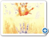 Spuren im Sand - Partnerschaft (1986, Seychellen, Aquarell Sand)
